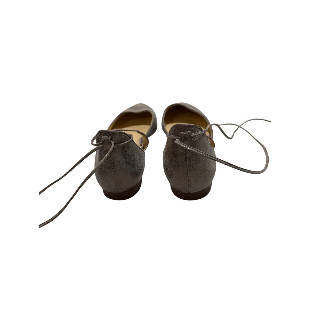 Paul Green Metallic Silver Pointed Toe Lace-Up D’Orsay Flats Women’s Size 5 - Picture 2 of 7